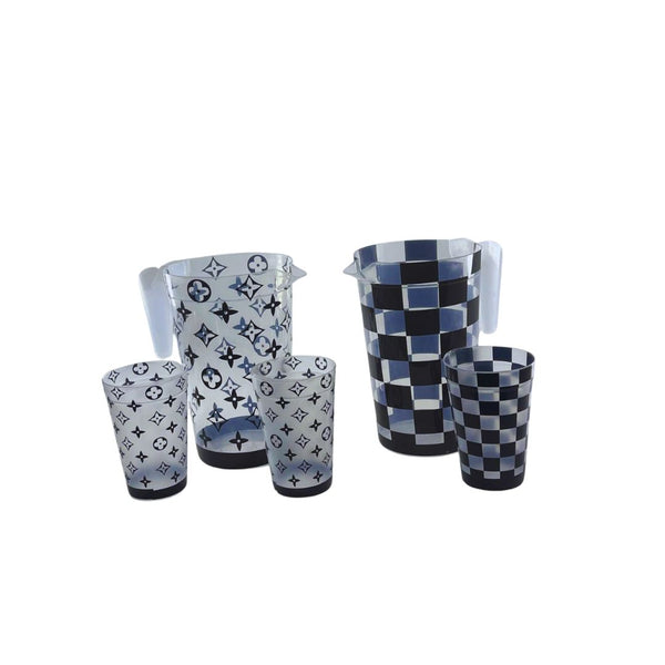 Jarra diseños black + 4 vasos