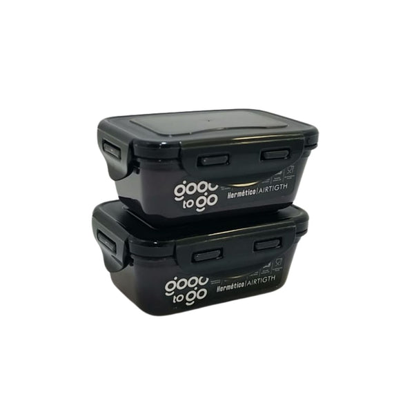 Hermético rectangular mini black line 300 ml